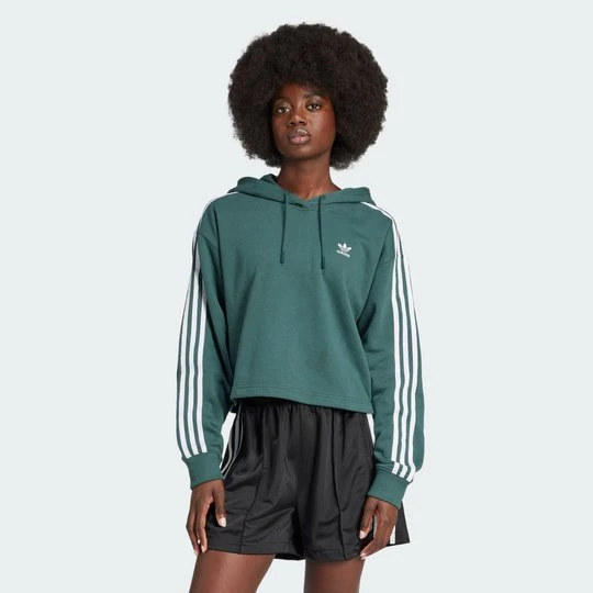 Zdjęcie produktu Adicolor 3-Stripes Short Hoodie Adidas Mineral Green