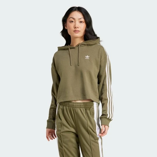 Zdjęcie produktu Adicolor 3-Stripes Short Hoodie Adidas Olive Strata