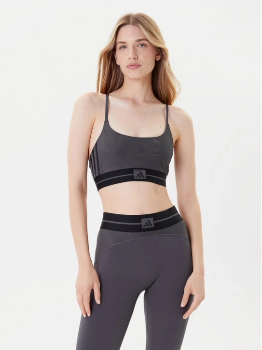 Zdjęcie produktu adidas Biustonosz sportowy Hyperglam JN2661 Szary Slim Fit