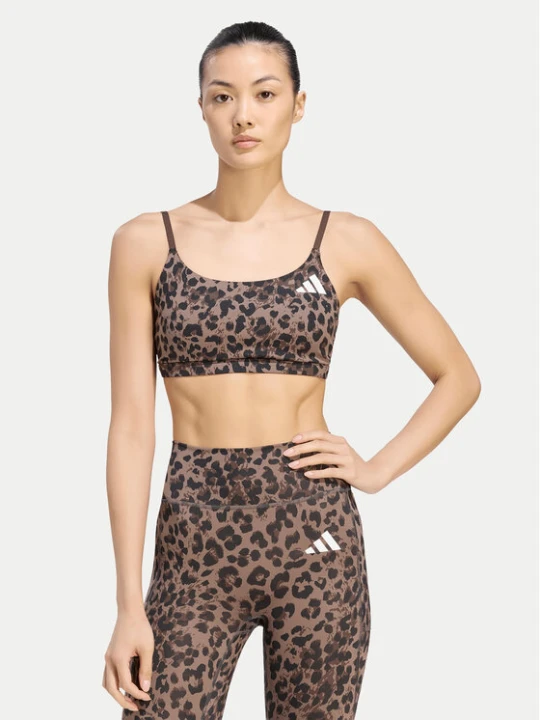 Zdjęcie produktu adidas Biustonosz sportowy Optime Essentials 3-Stripes KZ2515 Brązowy