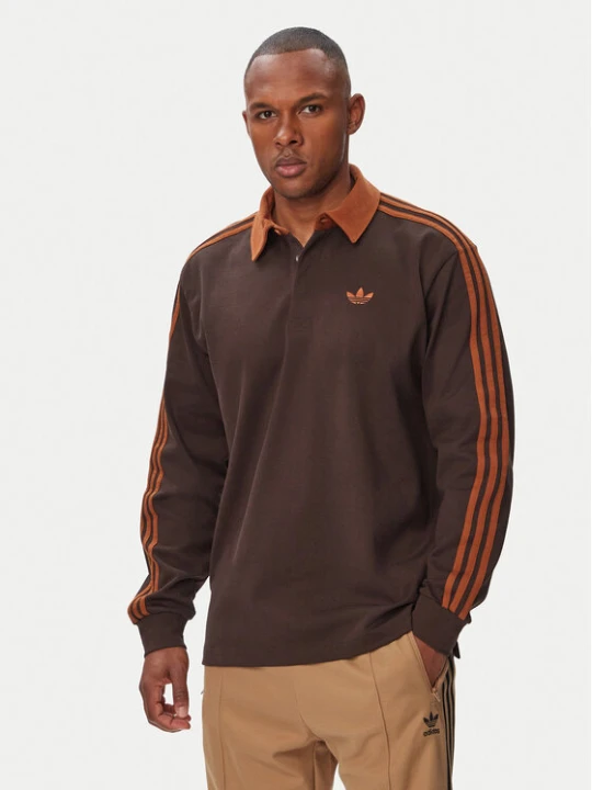 Zdjęcie produktu adidas Bluza 3-Stripes Rugby Longsleeve Polo KE4112 Brązowy Regular Fit