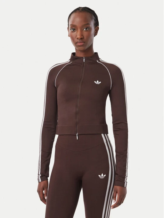 Zdjęcie produktu adidas Bluza Essentials 3 Stripes Seamless Tracktop KX8418 Brązowy Slim Fit