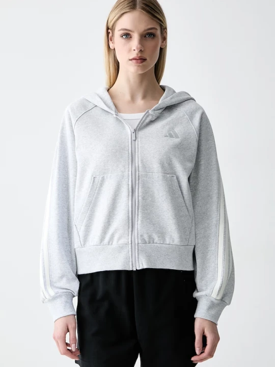 Zdjęcie produktu adidas bluza rozpinana z kapturem damska bawełniana szary