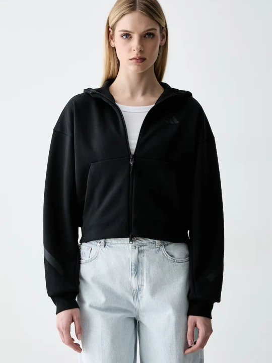 Zdjęcie produktu adidas bluza rozpinana z kapturem damska z bawełną Z.N.E czarny