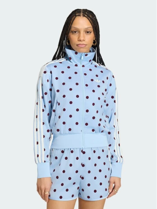 Zdjęcie produktu adidas Bluza Satin Polka Dots Tt Track Top KV1167 Niebieski jasny Regular Fit