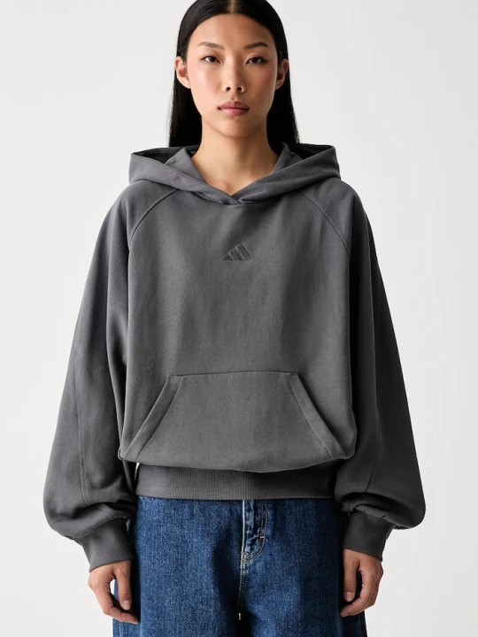 Zdjęcie produktu adidas bluza z kapturem damska bawełniana szary