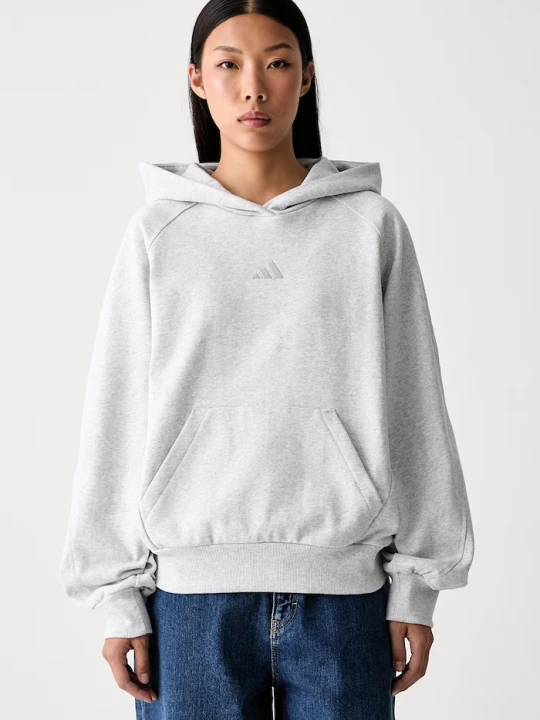 Zdjęcie produktu adidas bluza z kapturem damska bawełniana szary