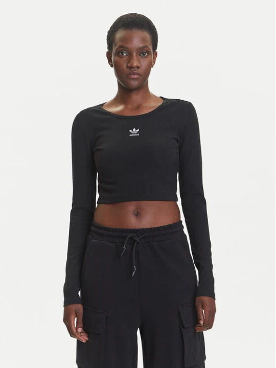 Zdjęcie produktu adidas Bluzka Essentials Ribbed IW5725 Czarny Slim Fit