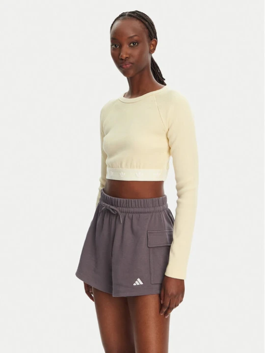 Zdjęcie produktu adidas Bluzka Ribbed JD0013 Beżowy Slim Fit