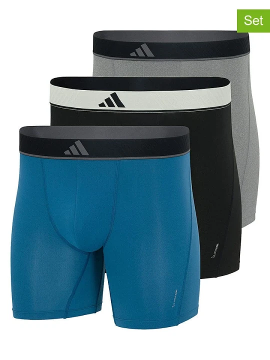 Zdjęcie produktu adidas Bokserki (3 pary) w kolorze szaro-czarno-niebieskim rozmiar: S