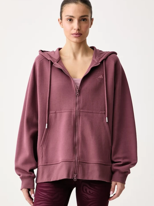 Zdjęcie produktu adidas by Stella McCartney bluza rozpinana z kapturem damska z bawełną fioletowy