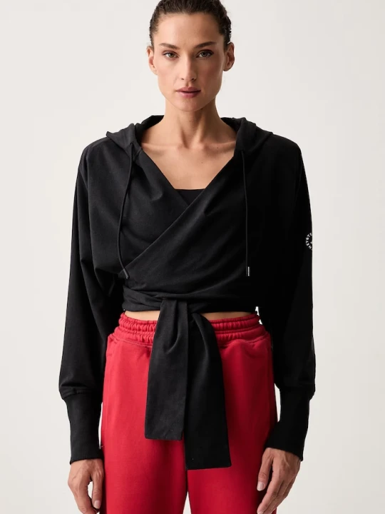 Zdjęcie produktu adidas by Stella McCartney bluza z kapturem damska bawełniana czarny