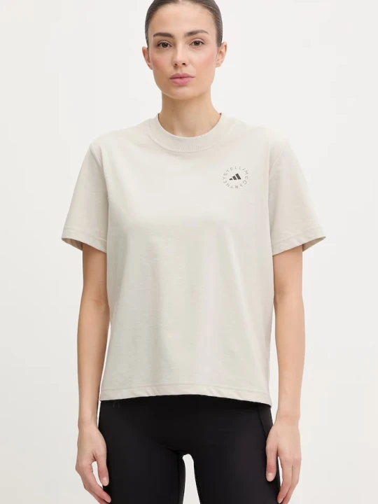 Zdjęcie produktu adidas by Stella McCartney t-shirt treningowy damski z bawełną beżowy