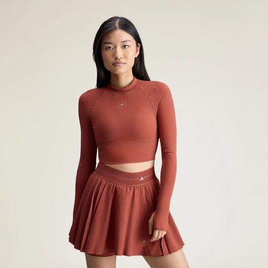 Zdjęcie produktu Krótki top treningowy adidas by Stella McCartney z długim rękawem Burnt Sienna