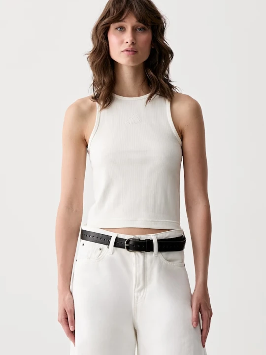 Zdjęcie produktu adidas crop top damski z bawełną beżowy