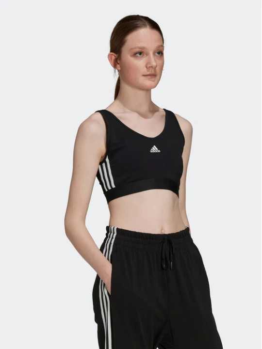 Zdjęcie produktu adidas Koszulka techniczna Essentials 3-Stripes Crop Top With Removable Pads GS1343 Czarny