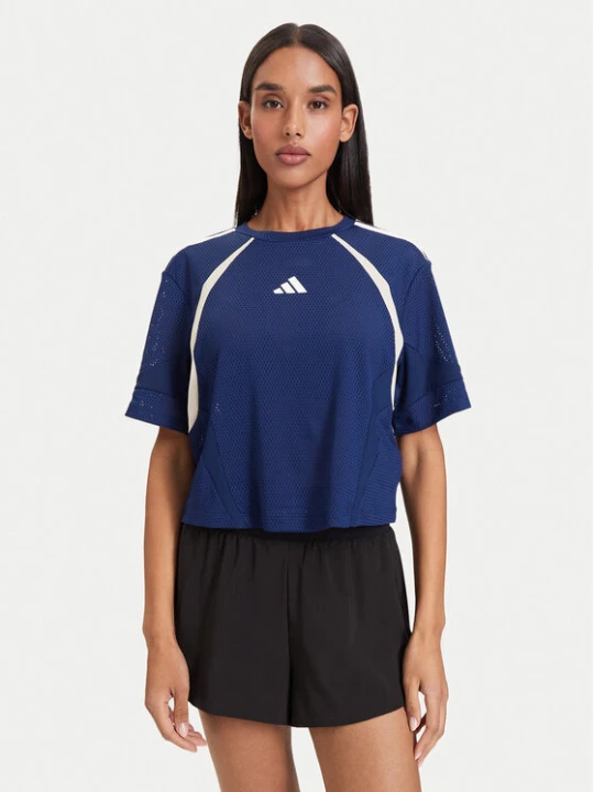 Zdjęcie produktu adidas Koszulka techniczna Hyperglam 3-Stripes Color Block KQ5753 Niebieski Loose Fit