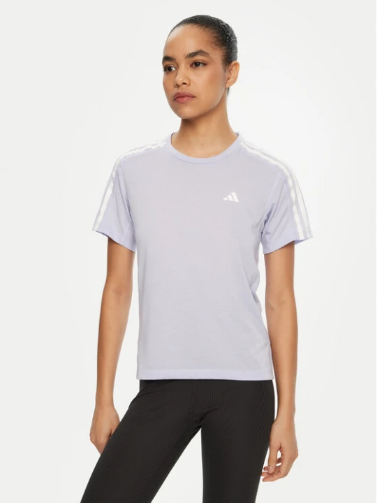 Zdjęcie produktu adidas Koszulka techniczna Own the Run 3-Stripes JD2276 Fioletowy Regular Fit