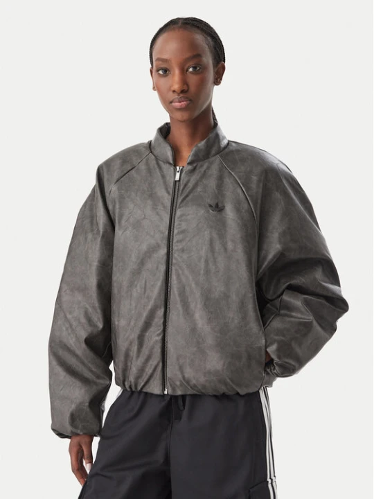 Zdjęcie produktu adidas Kurtka z imitacji skóry Sst Cropped KT4240 Szary ciemny Regular Fit