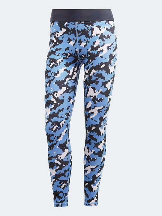 Zdjęcie produktu adidas Legginsy sportowe "Techfit Camo 7 / 8" w kolorze błękitnym rozmiar: XS