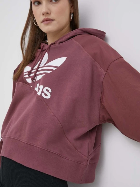 Zdjęcie produktu adidas Originals bluza bawełniana Split Trefoil HC7035 bordowy