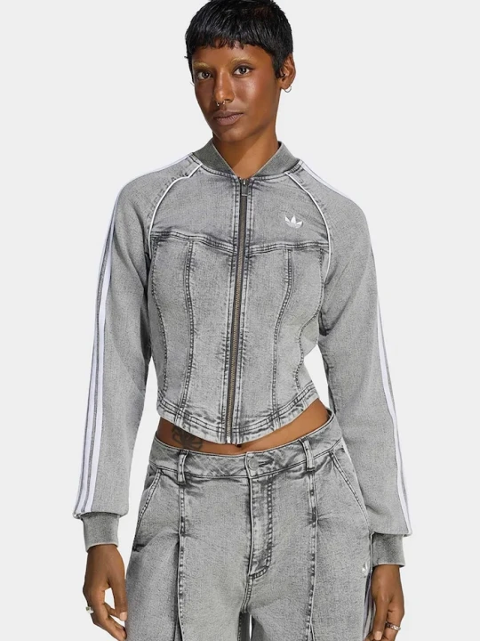 Zdjęcie produktu adidas Originals bluza rozpinana damska jeansowa Superstar Denim Corset szary