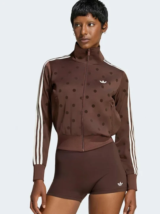 Zdjęcie produktu adidas Originals bluza rozpinana damska Satin Polka Dots brązowy