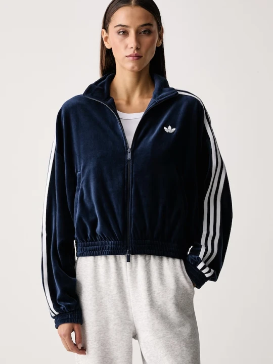 Zdjęcie produktu adidas Originals bluza rozpinana damska welurowa Micro Pleat Injection granatowy