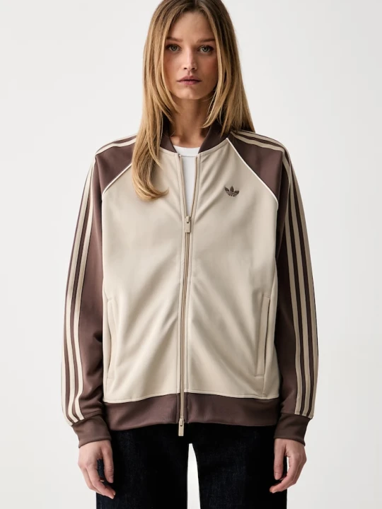 Zdjęcie produktu adidas Originals bluza rozpinana damska z bawełną beżowy