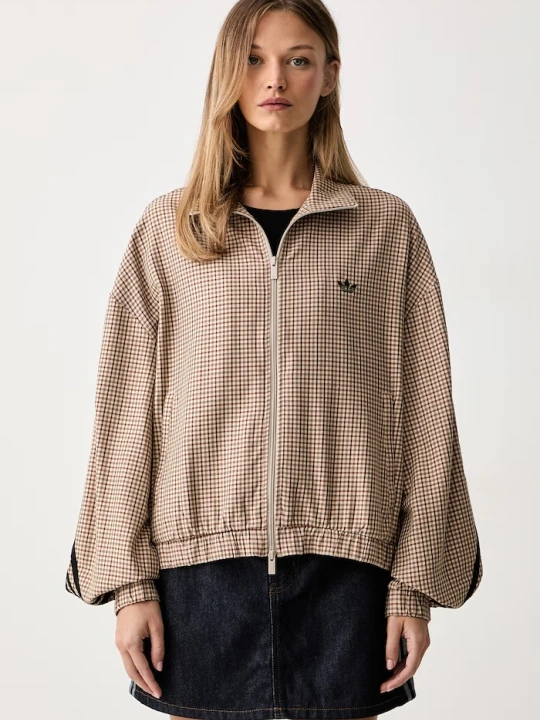 Zdjęcie produktu adidas Originals bluza rozpinana damska z wiskozą Checks beżowy