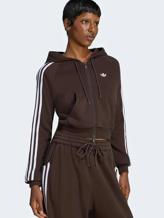 Zdjęcie produktu adidas Originals bluza rozpinana z kapturem damska bawełniana brązowy