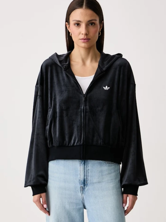 Zdjęcie produktu adidas Originals bluza rozpinana z kapturem damska welurowa Essentials Velour czarny