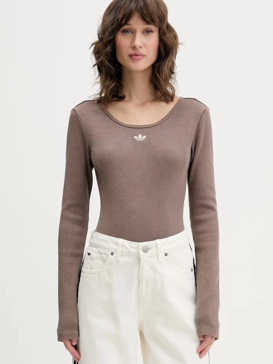 Zdjęcie produktu adidas Originals body damskie z bawełną beżowy