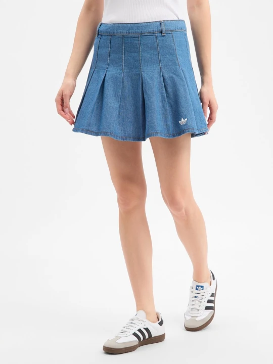 Zdjęcie produktu adidas Originals Dżinsowa plisowana spódnica Kobiety Bawełna (100%) niebieski
