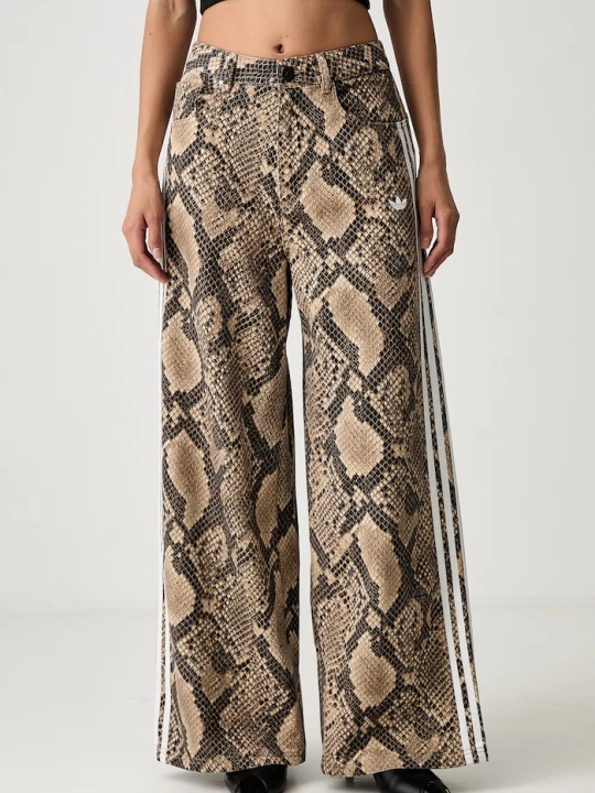 Zdjęcie produktu adidas Originals jeansy wide leg damskie beżowy