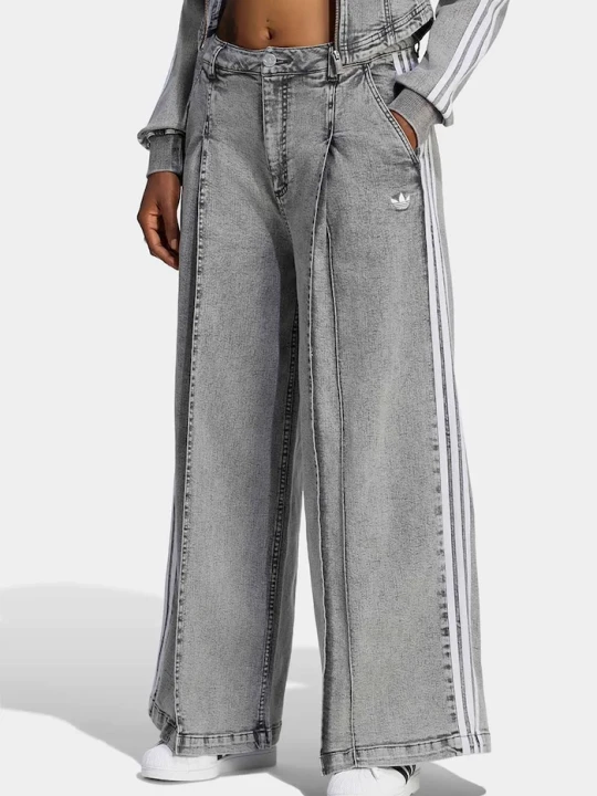Zdjęcie produktu adidas Originals jeansy wide leg damskie Denim Pleats szary