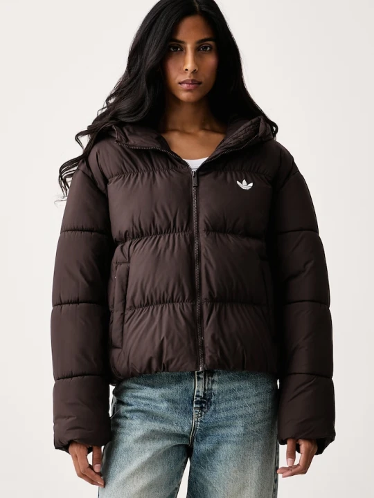 Zdjęcie produktu adidas Originals krótka kurtka damska Hooded Padded brązowy