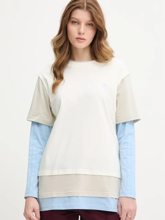 Zdjęcie produktu adidas Originals longsleeve damski bawełniany beżowy