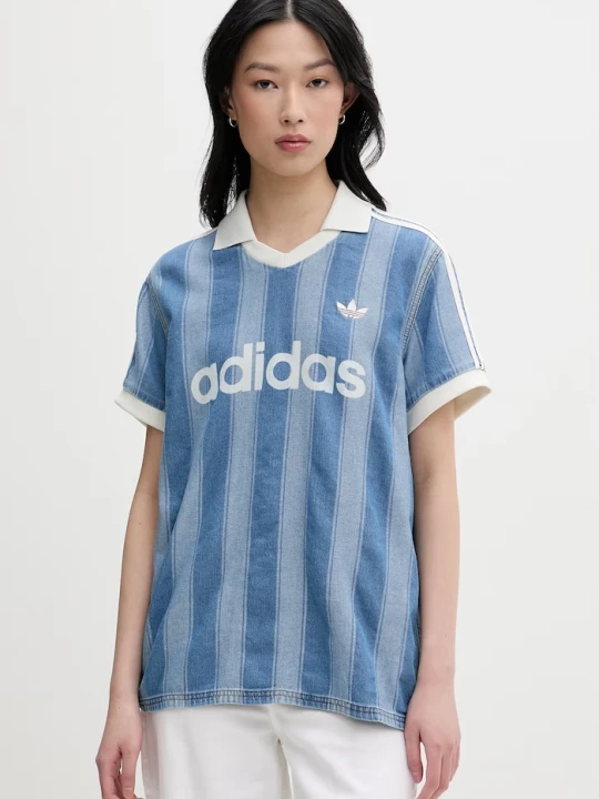 Zdjęcie produktu adidas Originals polo damskie bawełniane niebieski
