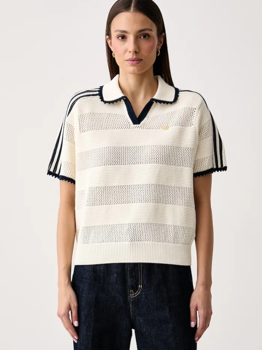 Zdjęcie produktu adidas Originals polo damskie bawełniane Resort beżowy