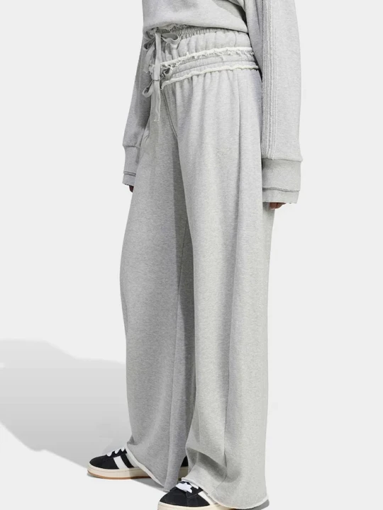 Zdjęcie produktu adidas Originals spodnie wide leg damskie bawełniane SST Double szary