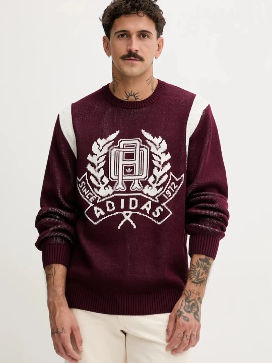 Zdjęcie produktu adidas Originals sweter bawełniany Varsity Regular bordowy