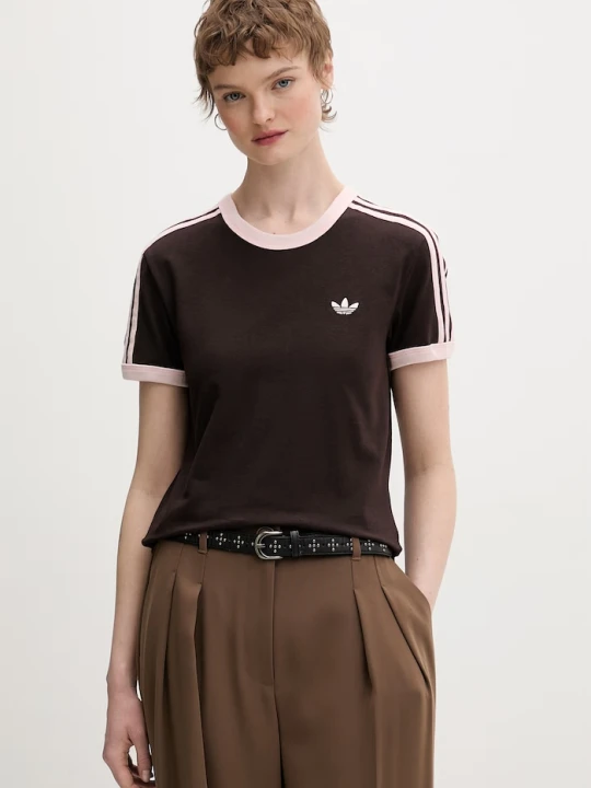 Zdjęcie produktu adidas Originals t-shirt damski bawełniany z elastanem brązowy