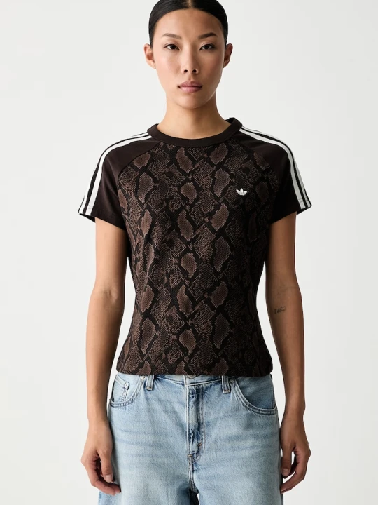 Zdjęcie produktu adidas Originals T-shirt damski bawełniany z elastanem Cali brązowy