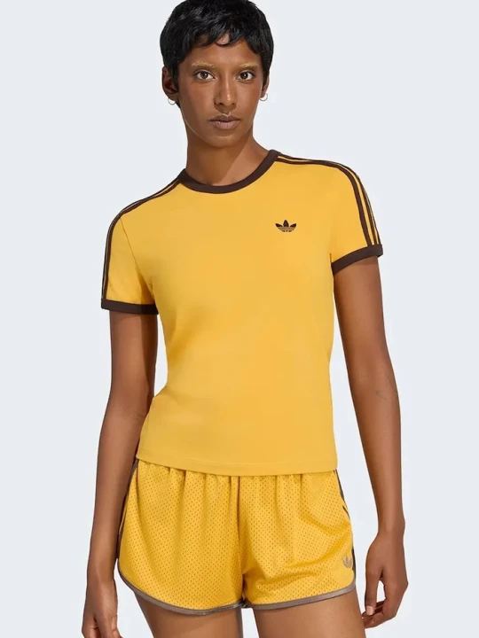 Zdjęcie produktu adidas Originals T-shirt damski bawełniany z elastanem żółty
