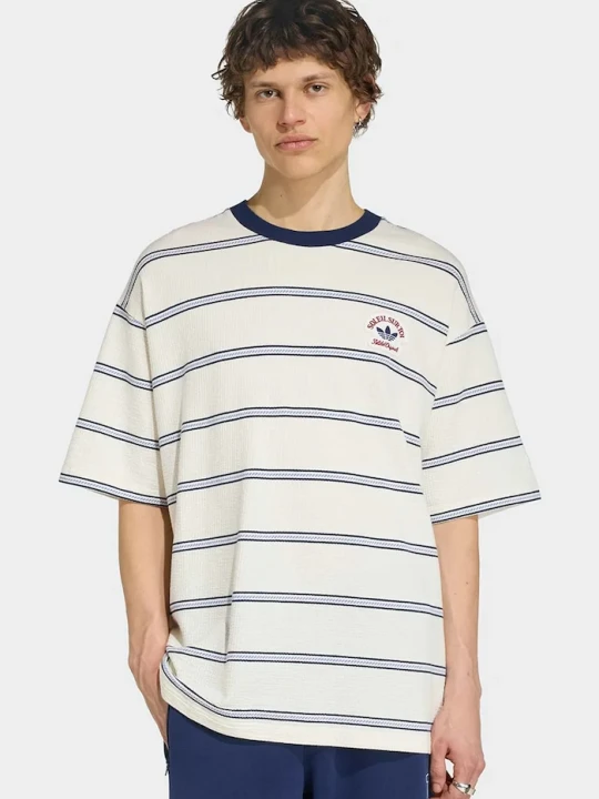 Zdjęcie produktu adidas Originals T-shirt męski bawełniany z elastanem Resort beżowy
