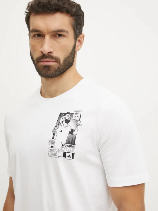 Zdjęcie produktu adidas Performance t-shirt bawełniany Messi beżowy