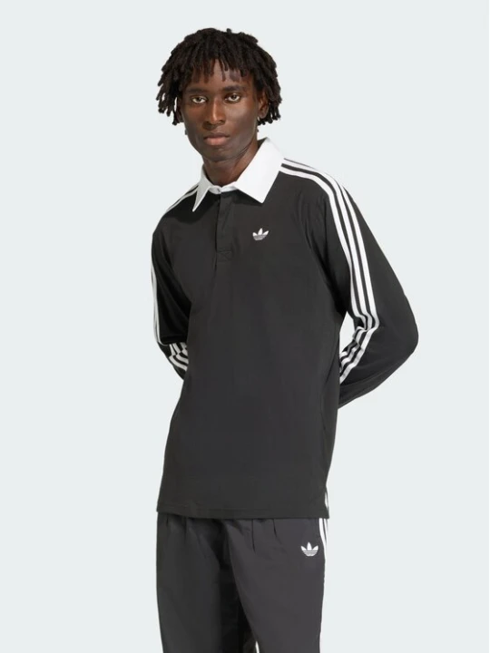 Zdjęcie produktu adidas Polo 3-Stripes Rugby Longsleeve Polo KE3576 Czarny Regular Fit