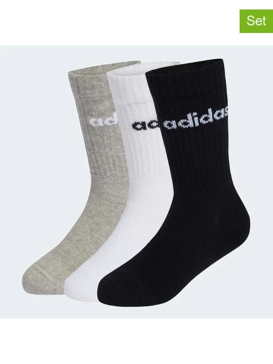 Zdjęcie produktu adidas Skarpety (3 pary) w kolorze biało-czarno-szarym rozmiar: 25