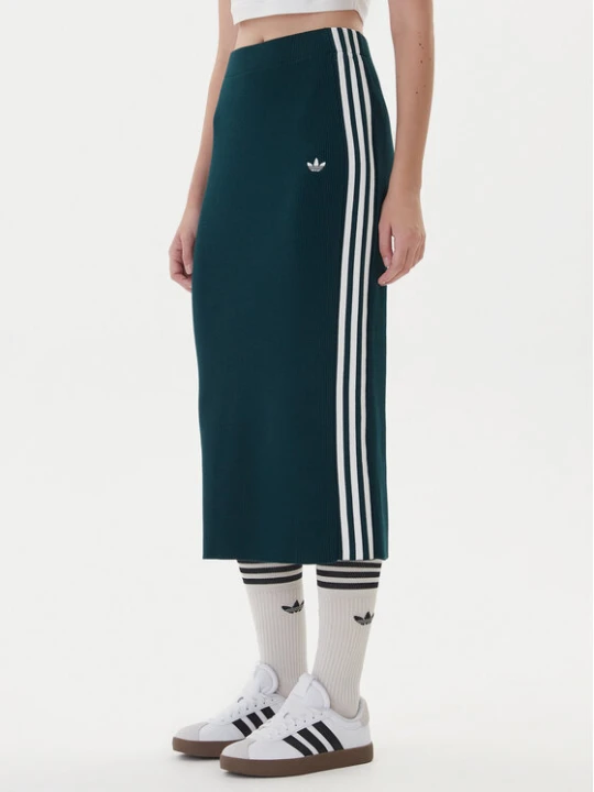 Zdjęcie produktu adidas Spódnica ołówkowa adicolor Knit 3-Stripes JW2662 Zielony Regular Fit